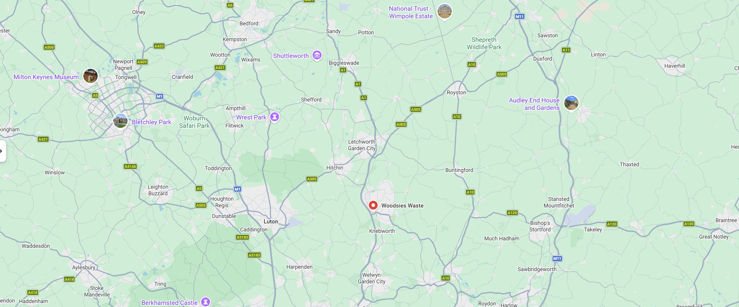 Area for skip service around Stevenage and the Herts area